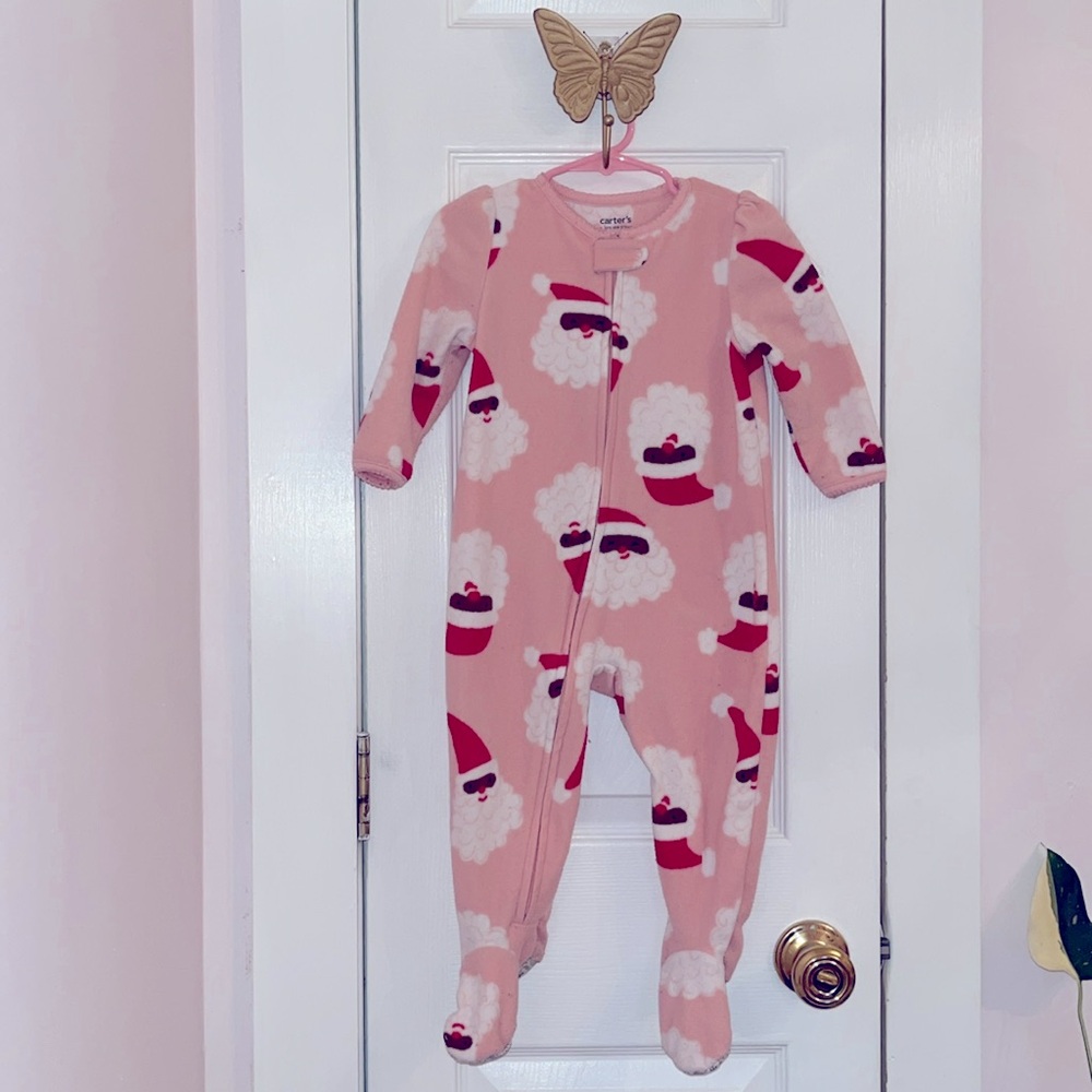 Carters 18 month pink Santa warm onesie